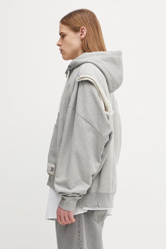Maison MIHARA YASUHIRO bluza rozpinana z kapturem bawełniana męska A16PK561 szary SS26