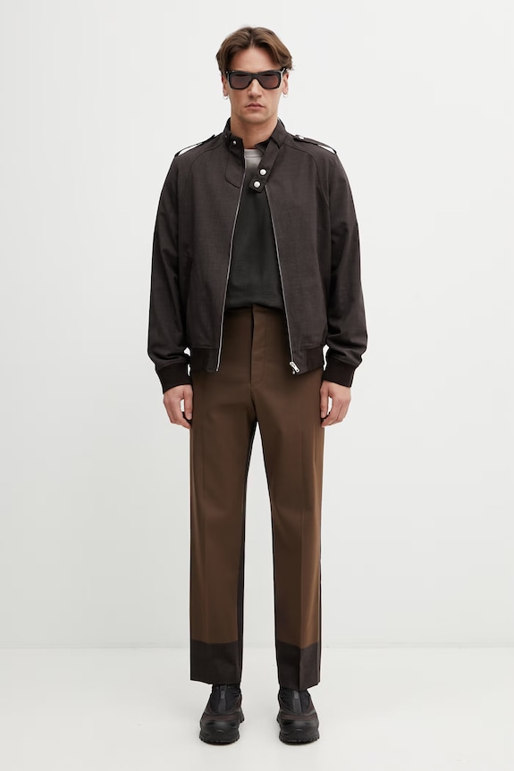 MM6 Maison Margiela přechodová bunda pánská s příměsí vlny SH2AM0067.M35733 hnědá