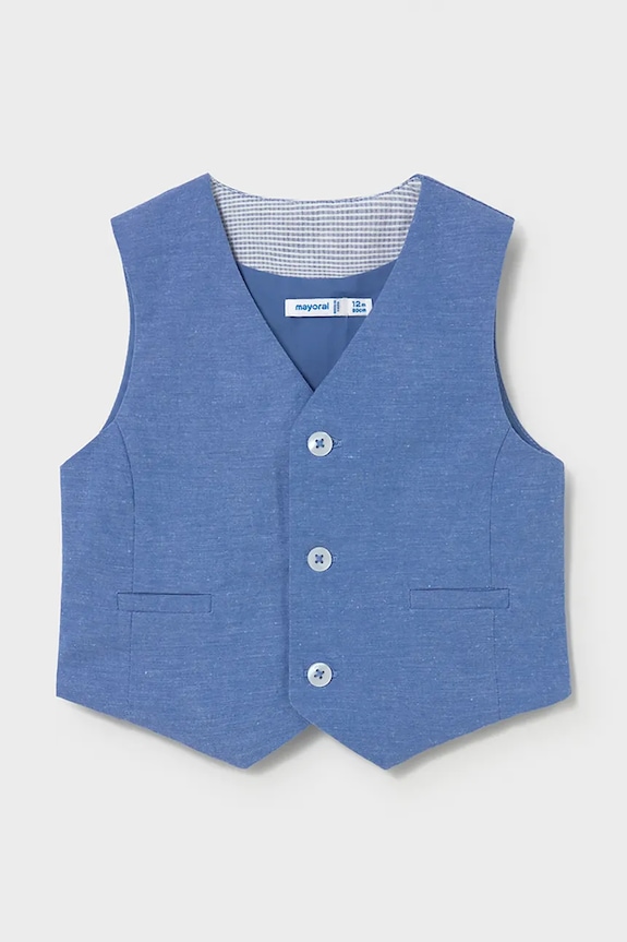 Mayoral vászonkeverékből készült gyerek mellény sima kék 1312.3A.Baby.PPY2