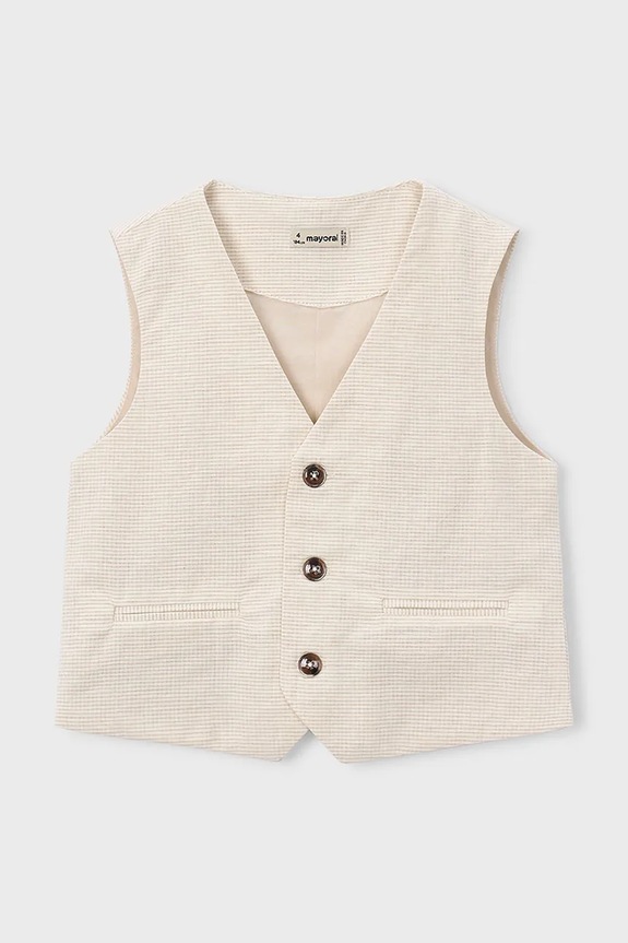 Dětská vesta s příměsí lnu Mayoral látka béžová 3379.5B.Mini.PPY2