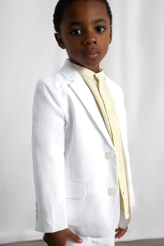 Mayoral vászonkeverékből készült gyerek kabát sima fehér 3437.5B.Mini.PPY2