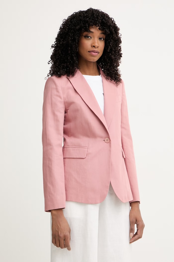 Weekend Max Mara jednoradové sako dámske s prímesou ľanu ORCHE ružová 2615041042600