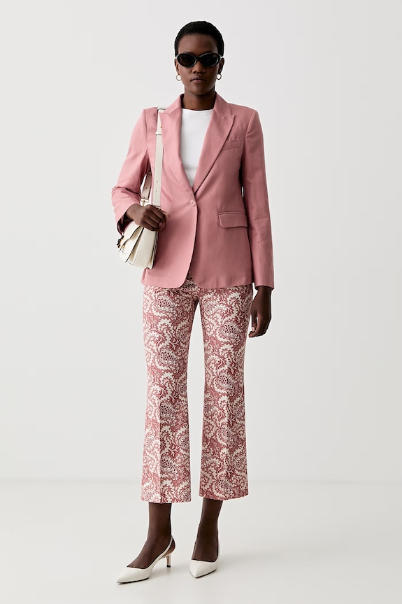 Weekend Max Mara sacou cu un singur rând de nasturi pentru femei, cu amestec de in ORCHE 2615041042600 roz SS26