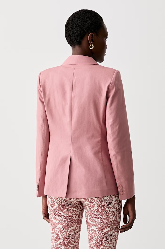 Îmbrăcăminte Weekend Max Mara sacou cu un singur rând de nasturi pentru femei, cu amestec de in ORCHE 2615041042600 roz