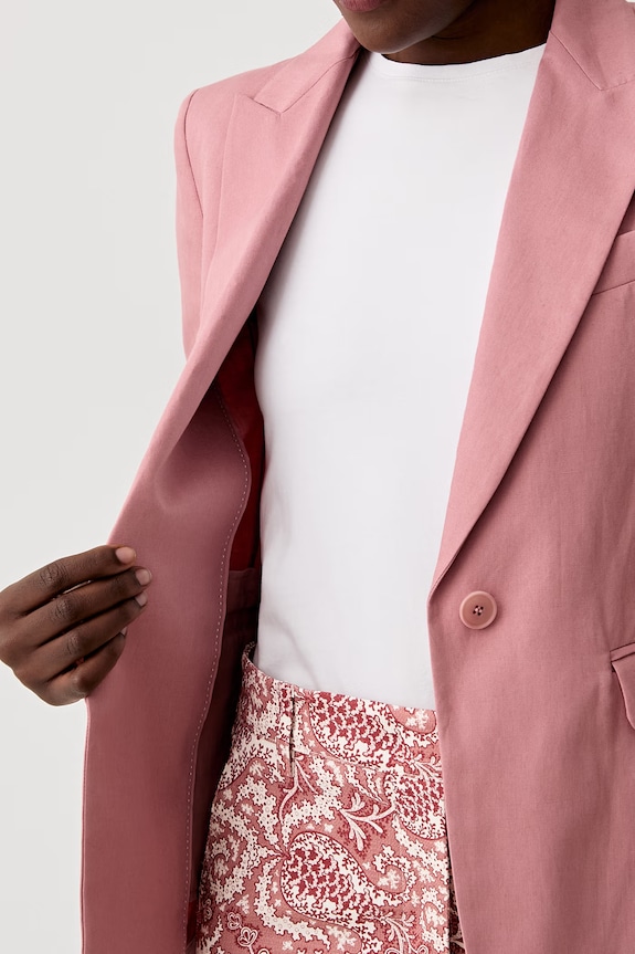 Weekend Max Mara sacou cu un singur rând de nasturi pentru femei, cu amestec de in ORCHE 2615041042600