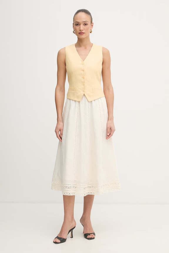 Weekend Max Mara vestă cu un singur rând de nasturi pentru femei 2615151012600 galben SS26