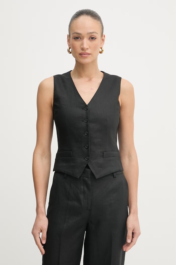 Weekend Max Mara gilet monopetto da donna in lino PACE nero 2615151012600