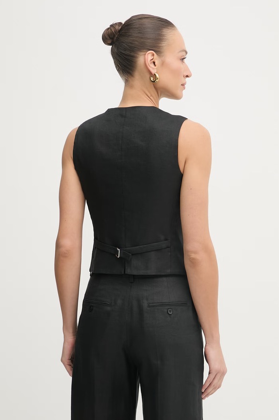 Abbigliamento Weekend Max Mara gilet monopetto da donna in lino PACE 2615151012600 nero