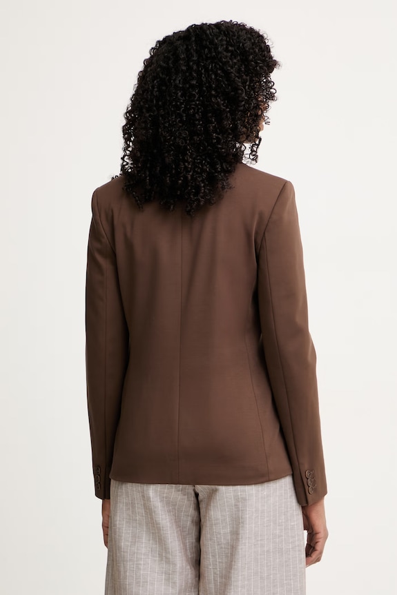 Oblečenie Weekend Max Mara jednoradové sako dámske s viskózou CARBONE 2615911012600 hnedá