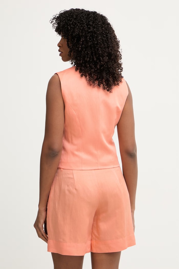 Ρούχα Marciano by Guess μονόπετο γιλέκο γυναικείο με πρόσμιξη λινού JANE G6GH26.W2218 πορτοκαλί