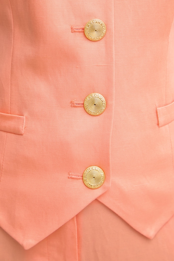 Marciano by Guess μονόπετο γιλέκο γυναικείο με πρόσμιξη λινού JANE G6GH26.W2218 πορτοκαλί