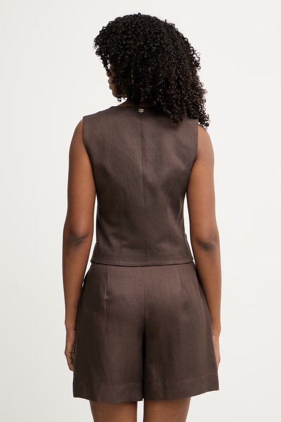 Ruházat Marciano by Guess női egysoros mellény vászonnal JANE G6GH26.W2218 barna