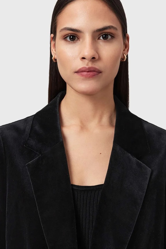 Σακάκι από βελούδο AllSaints μαύρο W064QD