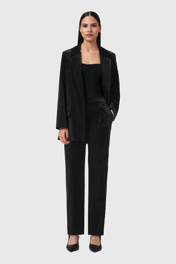 Σακάκι από βελούδο AllSaints W064QD μαύρο