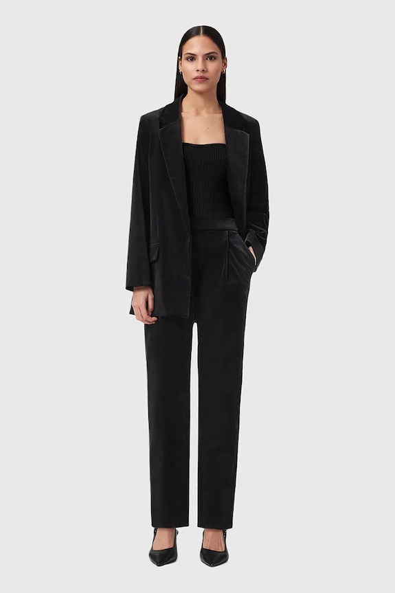 Σακάκι από βελούδο AllSaints W064QD μαύρο