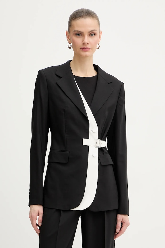 Sako s dodatkom vune Karl Lagerfeld BW ESSENTIAL bez uzorka crna B1W14006