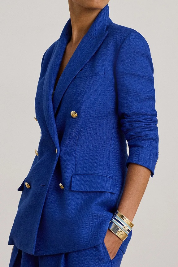 Lauren Ralph Lauren giacca con lino blu 200P03659