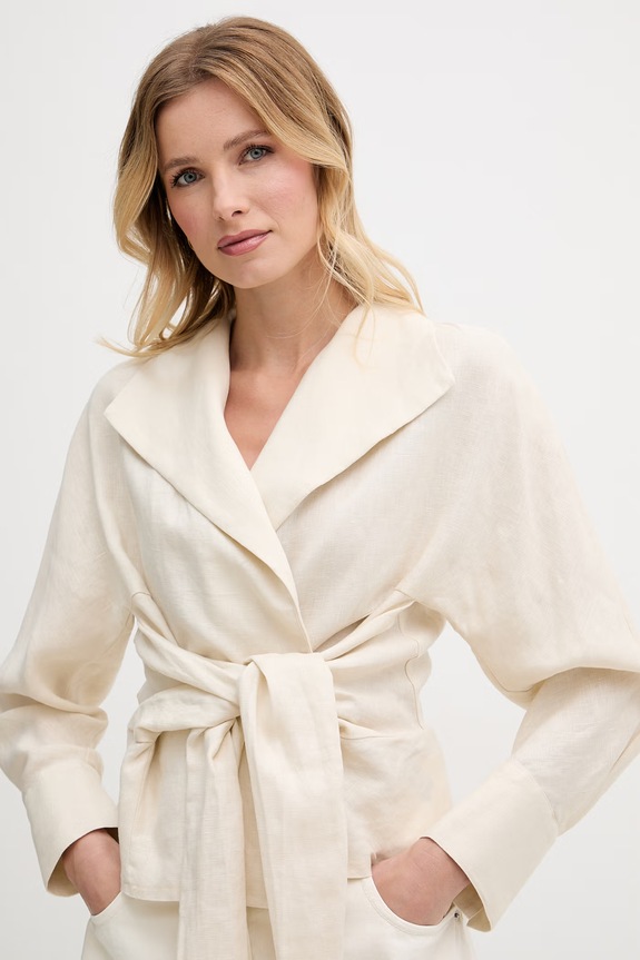 Pedro del Hierro marynarka damska lniana beżowy 6753225