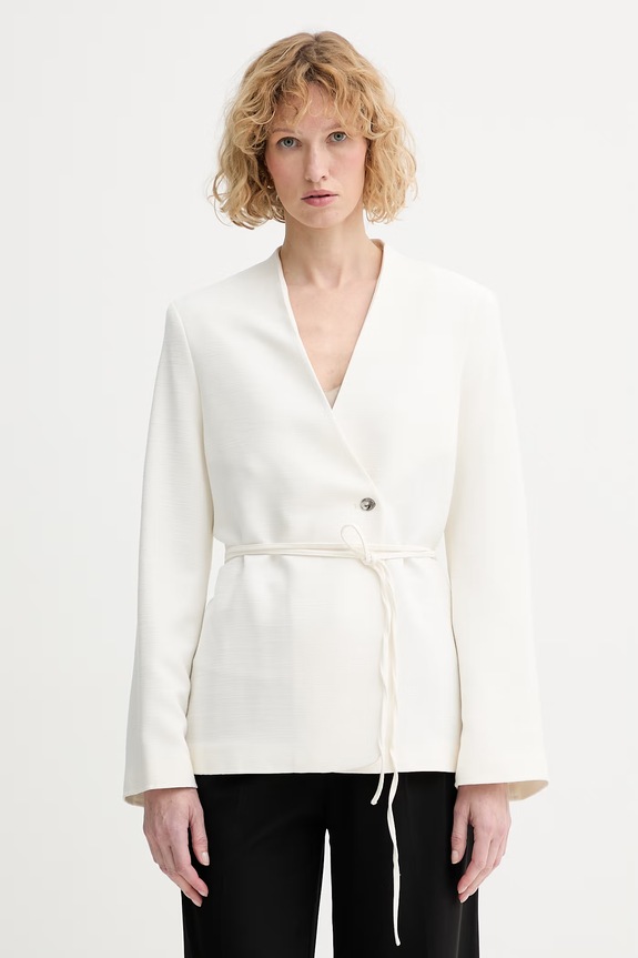 Calvin Klein dvojradové sako dámske s viskózou béžová LV044F408G