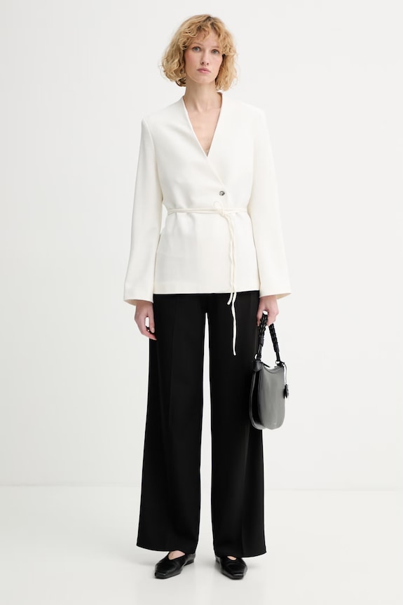 Calvin Klein dvojradové sako dámske s viskózou LV044F408G béžová SS26