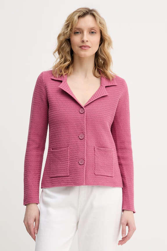 United Colors of Benetton sacou cu un singur rând de nasturi pentru femei, din bumbac roz 1TWSD605I