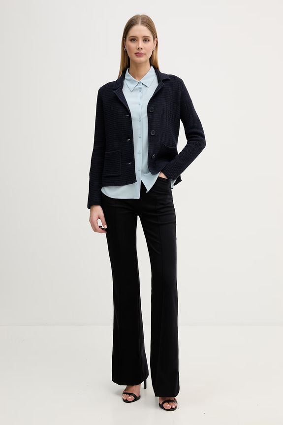 United Colors of Benetton sacou cu un singur rând de nasturi pentru femei, din bumbac 1TWSD605I bleumarin SS26