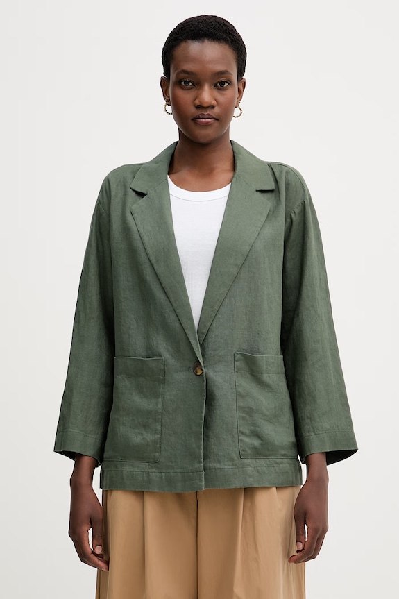United Colors of Benetton enoredni suknjič ženski lanen zelena 2AGHDW03J