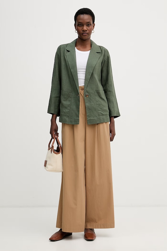 United Colors of Benetton enoredni suknjič ženski lanen 2AGHDW03J zelena SS26
