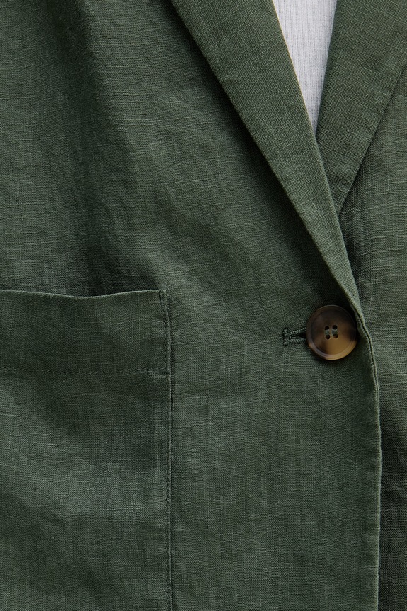 United Colors of Benetton enoredni suknjič ženski lanen 2AGHDW03J zelena