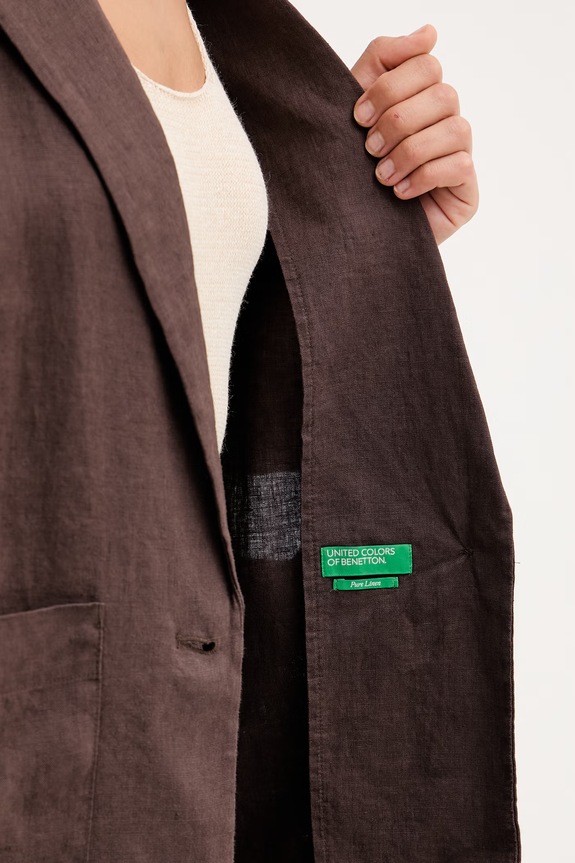 United Colors of Benetton sacou cu un singur rând de nasturi pentru femei, din in 2AGHDW03J