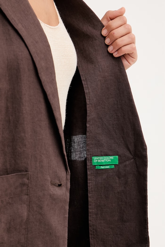 United Colors of Benetton sacou cu un singur rând de nasturi pentru femei, din in 2AGHDW03J