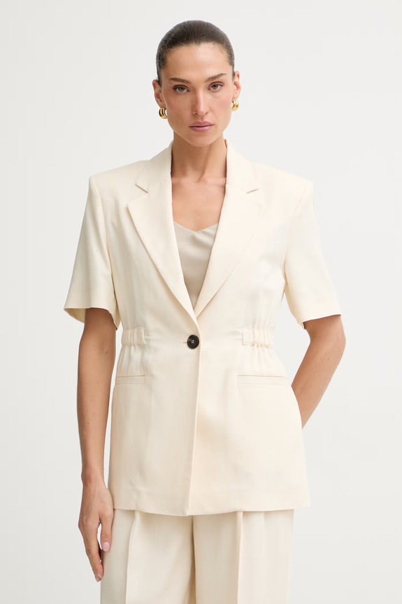 Pinko μονόπετο σακάκι γυναικείο με βισκόζη μπεζ 106912.A2W6