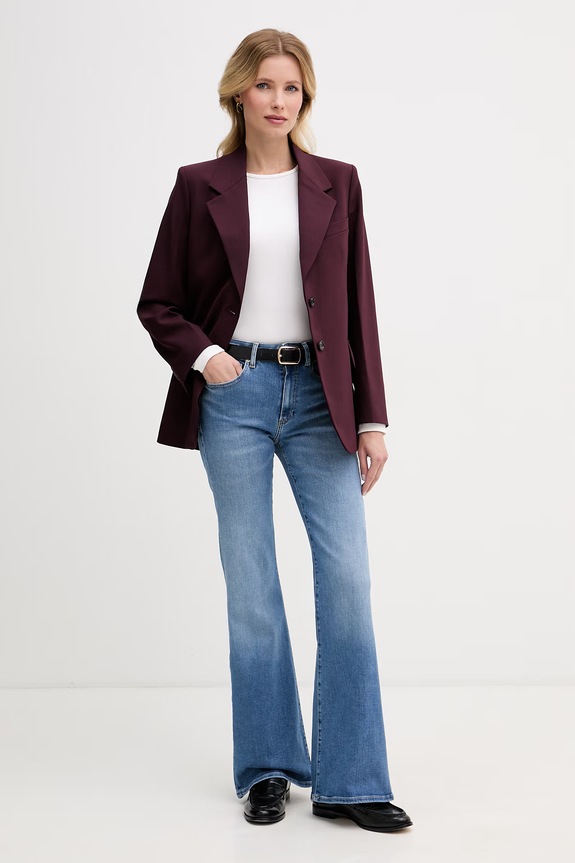 Tommy Hilfiger μονόπετο σακάκι γυναικείο με πρόσμιξη μαλλιού WW0WW49589 μπορντό SS26