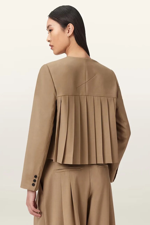 Γυναικείο μονόπετο σακάκι μάλλινο AllSaints POPPY W016QE καφέ SS26
