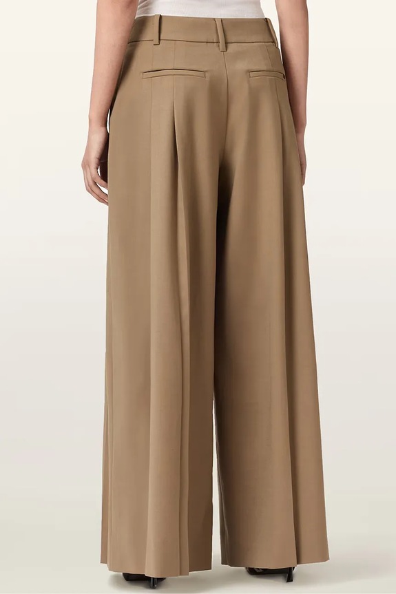 AllSaints pantaloni wide leg de damă cu lână POPPY W017QE maro SS26