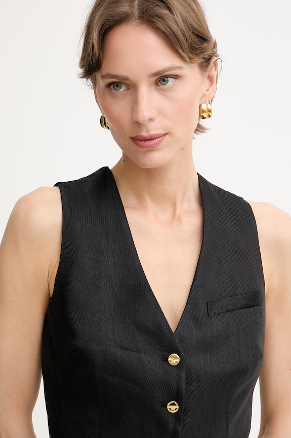 Elisabetta Franchi vesta dámska s ľanom čierna GL00862E2