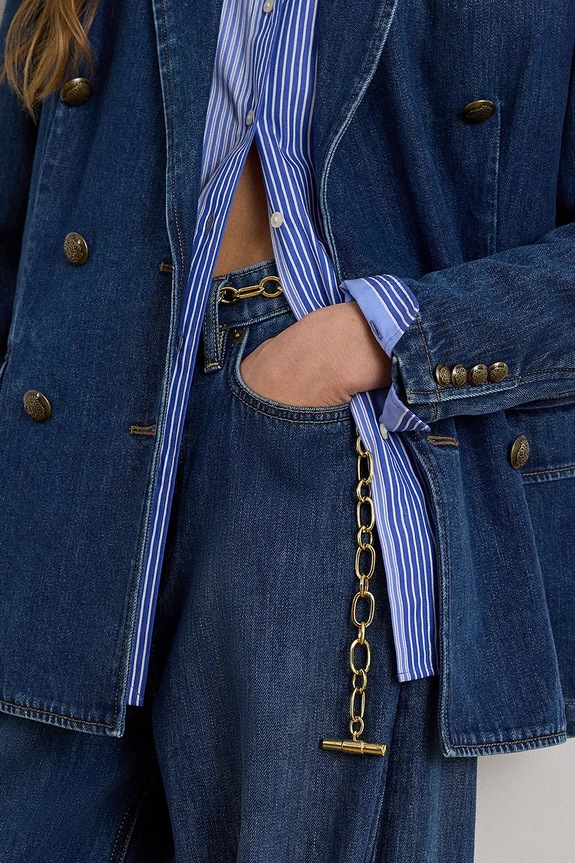 Lauren Ralph Lauren sacou de costum pentru femei, din bumbac bleumarin 200B22022