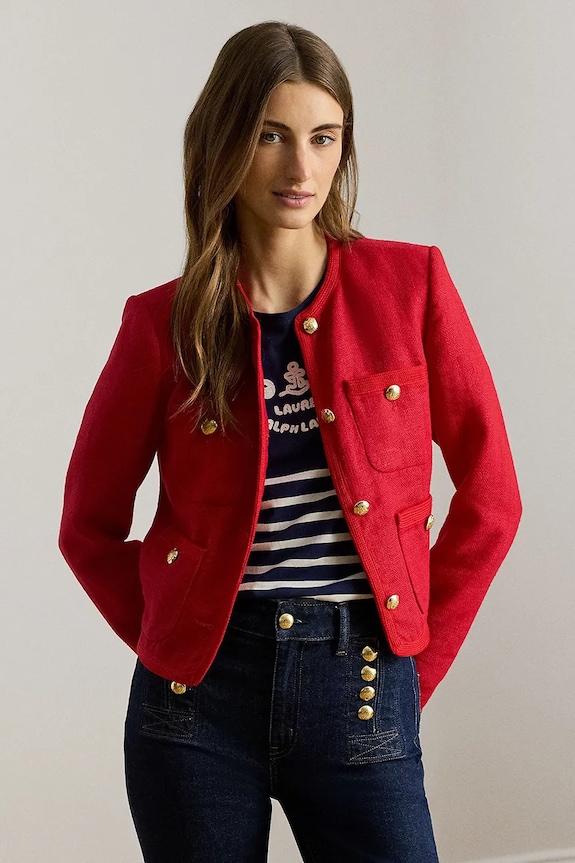 Lauren Ralph Lauren ženski suknjič lanen rdeča 200P09011