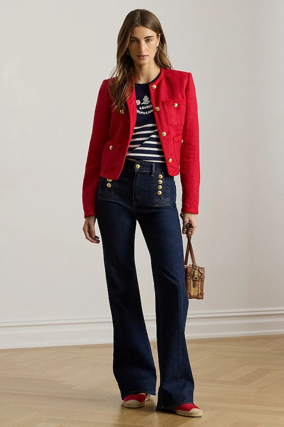 Oblačila Lauren Ralph Lauren ženski suknjič lanen 200P09011 rdeča