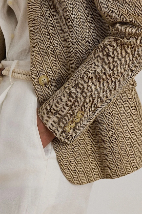 Lauren Ralph Lauren suknjič ženski lanen 200P09022 bež