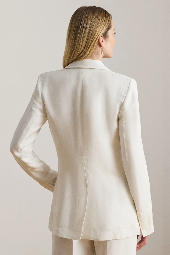 Lauren Ralph Lauren enoredni ženski suknjič z lanom 200P13643 bela SS26