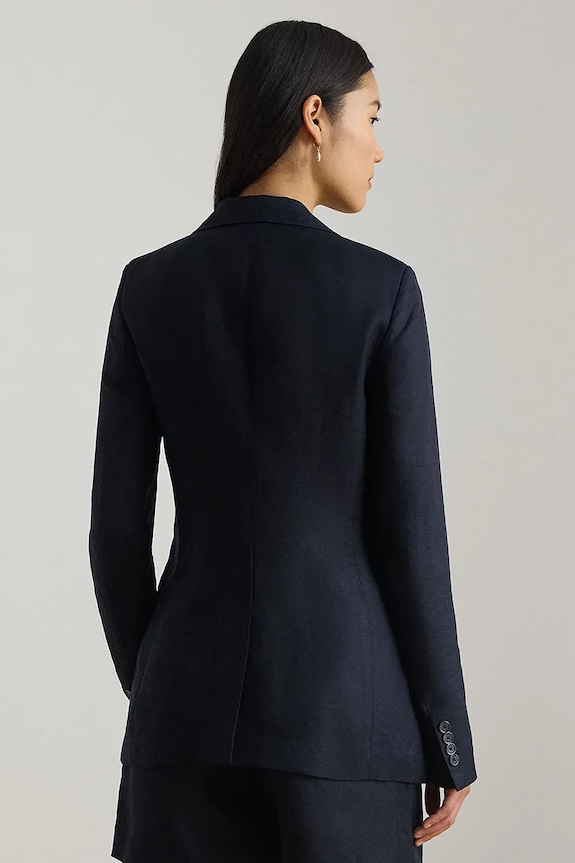 Lauren Ralph Lauren enoredni suknjič ženski z lanom 200P13643 mornarsko modra SS26