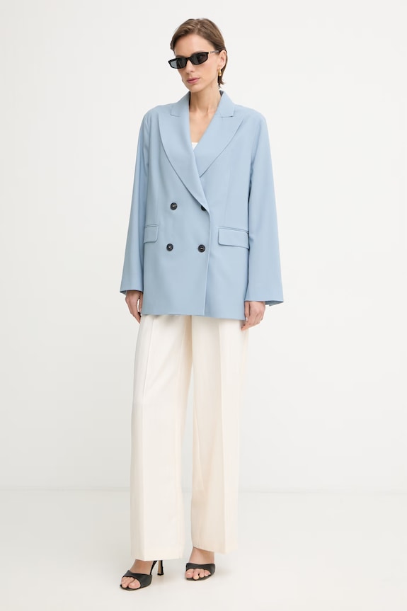 Max&Co. dvojradové sako dámske s prímesou vlny MCOEGIZIO 2616041033200 modrá SS26