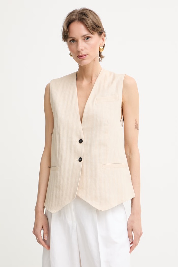 Max&Co. vesta dámska s ľanom MCOCANZONE béžová 2616151014200