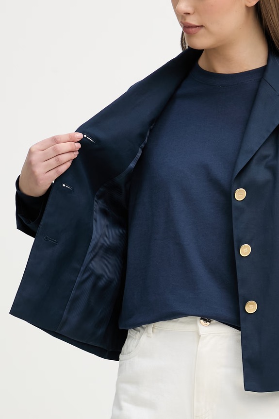 Tommy Hilfiger marynarka jednorzędowa damska z dodatkiem lnu WW0WW49335