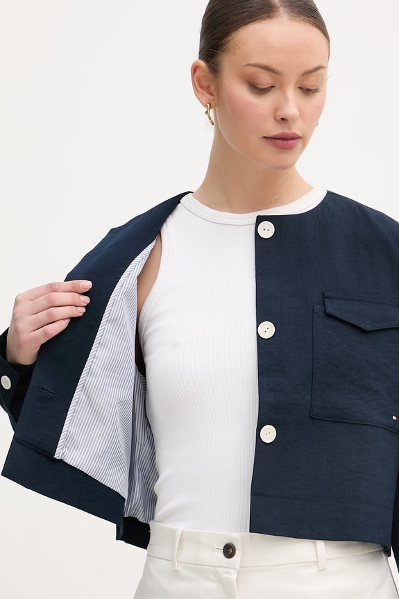 Tommy Hilfiger jednoradové sako dámske s viskózou WW0WW49607