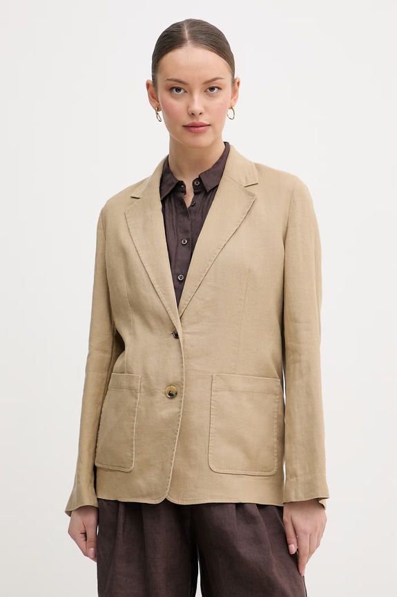 Tommy Hilfiger sako dámske s ľanom béžová WW0WW49598