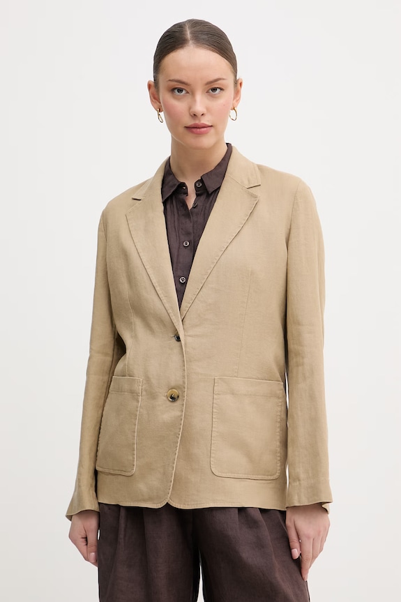 Tommy Hilfiger sako dámske s ľanom béžová WW0WW49598