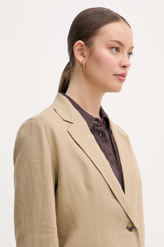 Tommy Hilfiger sako dámske s ľanom béžová WW0WW49598
