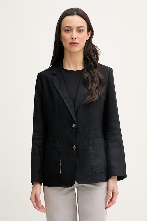 Tommy Hilfiger sako dámske s ľanom čierna WW0WW49598